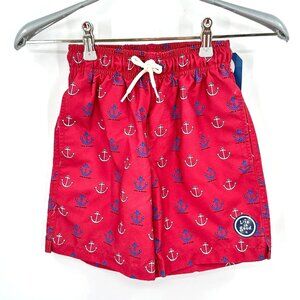 Life is Good Boy's Anchor Swim Trunk in Red Combo sz 4/5 NWT
